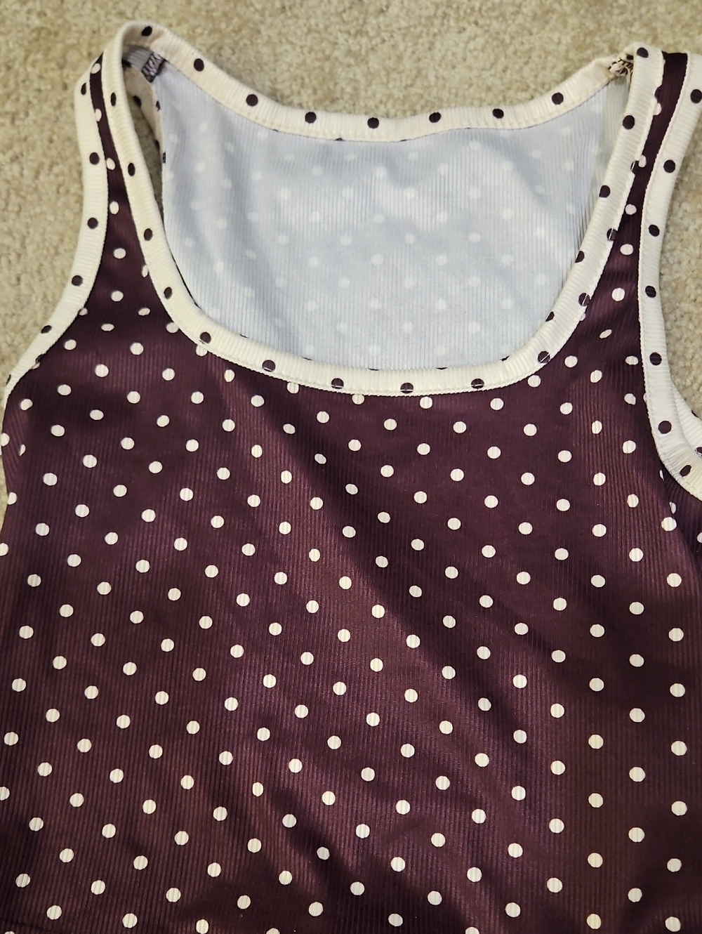 Polka Dot Tank Top in brown with White Dots